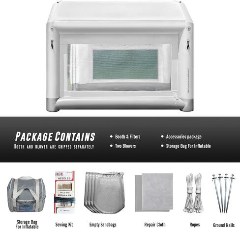 Silver Series 40x19x17ft Portable Fluatable Pray Booth مع المنفخ للشاحنات والسيارات والقوارب ومساحة عمل خالية من الغبار لوظائف الطلاء المخصصة in Saudi Arabia