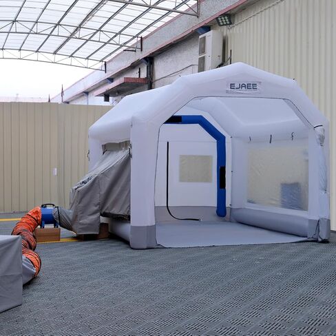 Silver Series 40x19x17ft Portable Fluatable Pray Booth مع المنفخ للشاحنات والسيارات والقوارب ومساحة عمل خالية من الغبار لوظائف الطلاء المخصصة in Saudi Arabia