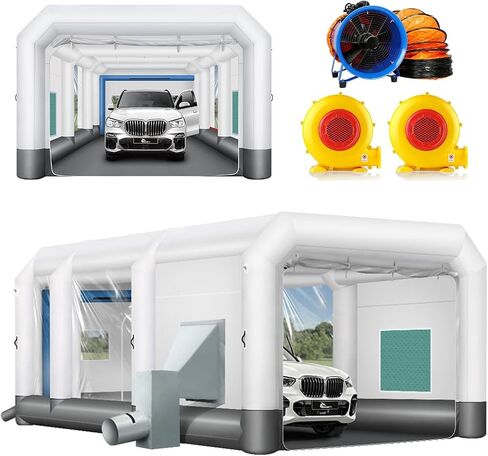 Gorillaspro Plashable Paint Booth 30x16x11ft - كشك رذاذ محمول مع جهاز مسودة الهواء ومروحة العادم ، 2 منفاخ (750 واط+1100 واط) in Kuwait