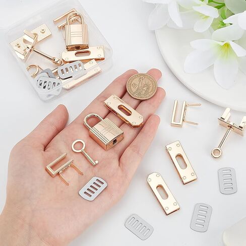 WADORN 24pcs Alloy Bag Lock Clasp Set, 2 Sets Purse Closure Hardware DIY Bag Making Lock Fastener Handbag Luggage Replacement Accessories for DIY Leather Crafts Shoulder Bag Repair in Saudi Arabia