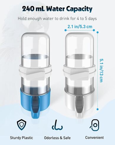 Pawfly 4 pcs موزع مياه الطيور ، إكسسوارات القفص للبغاء والهامستر ، تغذية الطيور للقطف ، وميت أبيض وأزرق للبطيء الصغير Cockatiel Budgie Lovebirds in Saudi Arabia