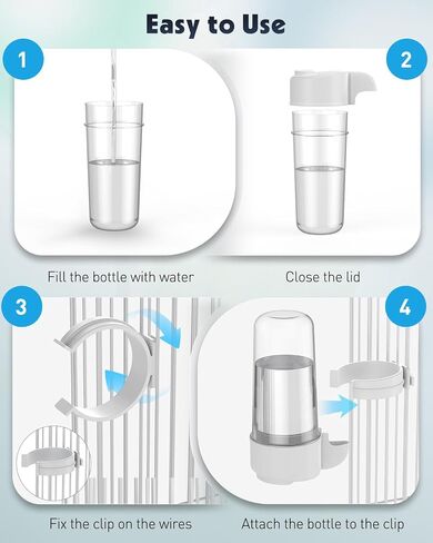 Pawfly 4 pcs موزع مياه الطيور ، إكسسوارات القفص للبغاء والهامستر ، تغذية الطيور للقطف ، وميت أبيض وأزرق للبطيء الصغير Cockatiel Budgie Lovebirds in Saudi Arabia