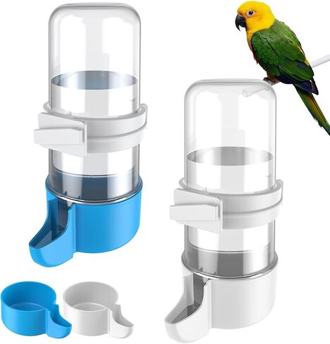 Pawfly 4 pcs موزع مياه الطيور ، إكسسوارات القفص للبغاء والهامستر ، تغذية الطيور للقطف ، وميت أبيض وأزرق للبطيء الصغير Cockatiel Budgie Lovebirds in Saudi Arabia