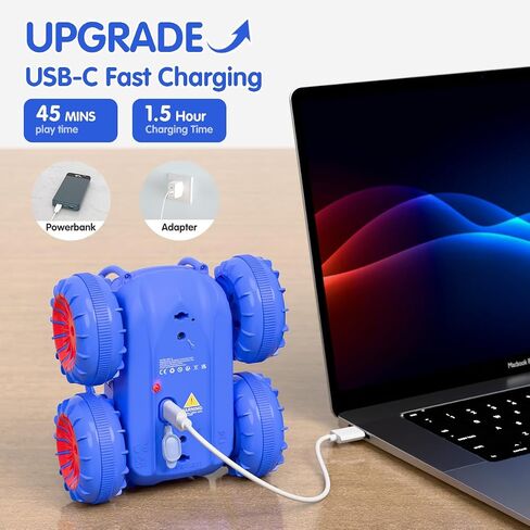 Remote Control Car, Fast Direct Charging RC Cars Amphibious 360° Rotating LED Rechargeable Stunt Car 2.4Ghz 4WD All Terrain RC Race Cars Toy Christmas Birthday Gift for Kids Boys Girls Aged 3-12 years in Saudi Arabia