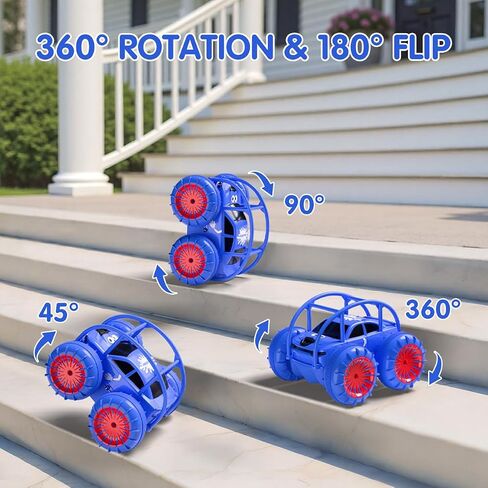 Remote Control Car, Fast Direct Charging RC Cars Amphibious 360° Rotating LED Rechargeable Stunt Car 2.4Ghz 4WD All Terrain RC Race Cars Toy Christmas Birthday Gift for Kids Boys Girls Aged 3-12 years in Saudi Arabia