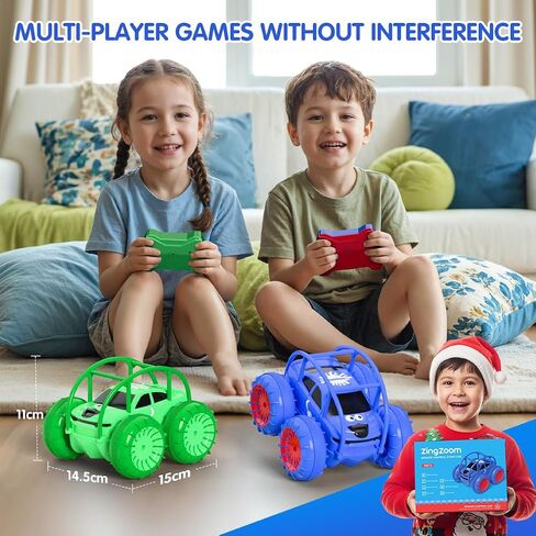 Remote Control Car, Fast Direct Charging RC Cars Amphibious 360° Rotating LED Rechargeable Stunt Car 2.4Ghz 4WD All Terrain RC Race Cars Toy Christmas Birthday Gift for Kids Boys Girls Aged 3-12 years in Saudi Arabia