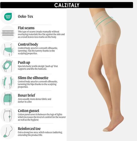 CALZITALY جوارب طويلة شفافة | أسود، جلد | S، M، L، XL، XXL | 15 دن | صنع في ايطاليا in Kuwait