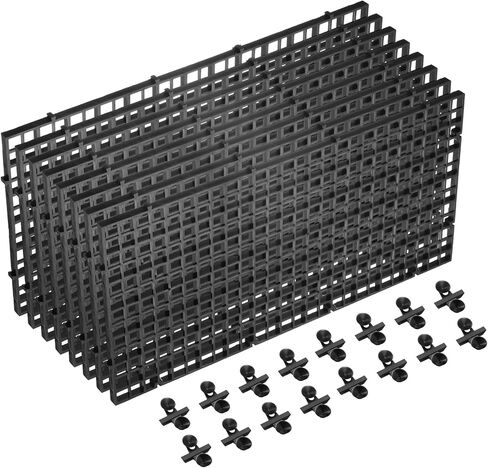 uxcell 8Pcs Aquarium Fish Tank Divider, 12x12 Inch Plastic Egg Crate Light Diffuser Grid Filter Bottom Partition Separator with Sucker Clips and Suction Cups for Aquarium, Black in Saudi Arabia