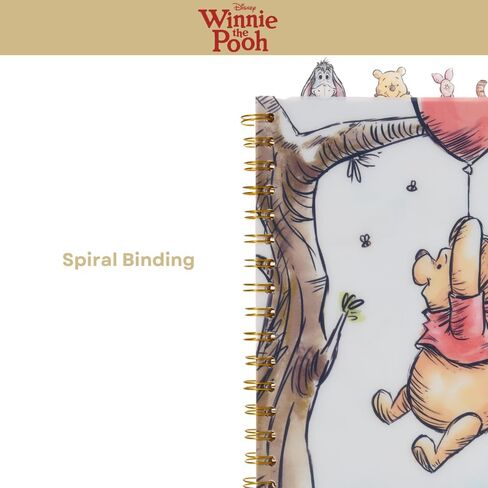 Disney Winnie The Pooh Tab Journal Notebook, Spiral Bound, 96 Lined Pages, 8 x 7 inches -White in Saudi Arabia