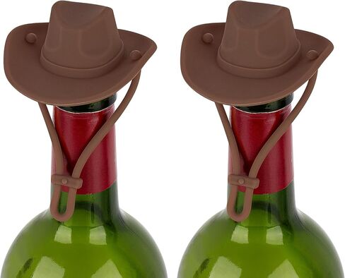 Cowboy Hat Silicone Wine Stopper, Funny Hat Shaped Wine Stoppers, Cute Kitchen Gadgets Wine Accessories Tools Gifts, Decoration Bottle Stoppers (2 Pack/Wheat color) in Saudi Arabia