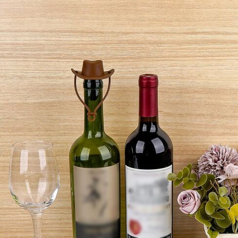 Cowboy Hat Silicone Wine Stopper, Funny Hat Shaped Wine Stoppers, Cute Kitchen Gadgets Wine Accessories Tools Gifts, Decoration Bottle Stoppers (2 Pack/Wheat color) in Saudi Arabia
