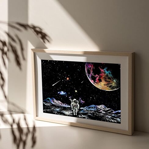 ورقة فنية للخروج والنقش (16 "× 11.2") للأطفال والكبار ، رسم قوس قزح Cosmos رائد الفضاء Starry Sky Painting ، مجموعات الحرفية: 3 عبوات مع 5 أدوات - أقلام الرسم ، فرشاة نظيفة (سلسلة فضائية) in Kuwait
