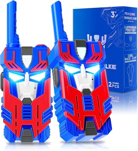 Transfer Toys Walyie Talkies for Kids 2 Pack Blue Leader Robot ، Range 2500 FT ، أضواء العين الباردة لـ 3 4 5 6 7 8 9 in Saudi Arabia
