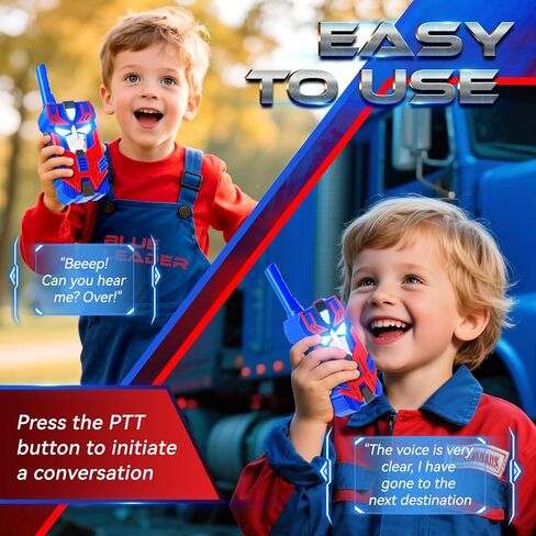 Transfer Toys Walyie Talkies for Kids 2 Pack Blue Leader Robot ، Range 2500 FT ، أضواء العين الباردة لـ 3 4 5 6 7 8 9 in Saudi Arabia