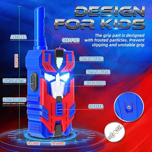 Transfer Toys Walyie Talkies for Kids 2 Pack Blue Leader Robot ، Range 2500 FT ، أضواء العين الباردة لـ 3 4 5 6 7 8 9 in Saudi Arabia