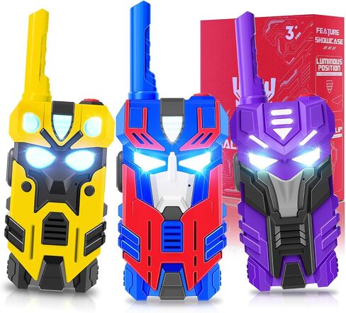 Transform Talkie Talkies for Kids Robot Toys ، 3 عبوات مع عيون باردة ومجموعة 2500 قدم ، ألعاب التخييم في الهواء الطلق ، هدايا أعياد الميلاد للفتيات الفتيات الذين تتراوح أعمارهم بين 3-12 in Saudi Arabia