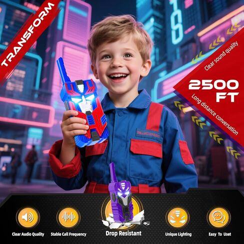 Transform Talkie Talkies for Kids Robot Toys ، 3 عبوات مع عيون باردة ومجموعة 2500 قدم ، ألعاب التخييم في الهواء الطلق ، هدايا أعياد الميلاد للفتيات الفتيات الذين تتراوح أعمارهم بين 3-12 in Saudi Arabia