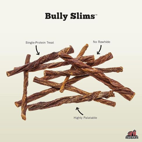 Redbarn Bully Slims 4.7 oz Natural Beef Esophagus Dog Treats - Rawhide Free Chews for Small Dogs, Puppies & Senior Dogs - Single Protein Digestible Dental Chew Sticks in Kuwait