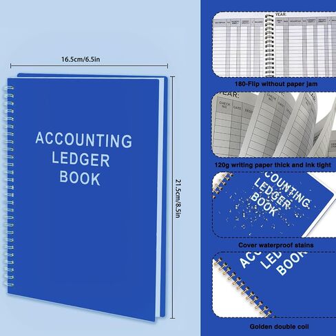 Accounting Ledger Book, Check Registers for Personal Checkbook, 8.5" × 6.5", Blank Ledger Transaction Registers for Personal or Business Bank, Saving Account, Deposit and Credit Card, Thick Paper in Kuwait