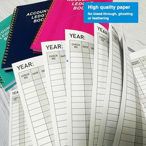 Accounting Ledger Book, Check Registers for Personal Checkbook, 8.5" × 6.5", Blank Ledger Transaction Registers for Personal or Business Bank, Saving Account, Deposit and Credit Card, Thick Paper in Kuwait