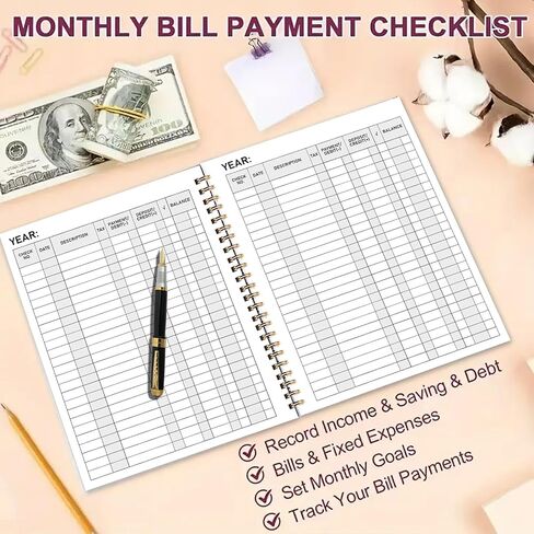 Accounting Ledger Book, Check Registers for Personal Checkbook, 8.5" × 6.5", Blank Ledger Transaction Registers for Personal or Business Bank, Saving Account, Deposit and Credit Card, Thick Paper in Kuwait