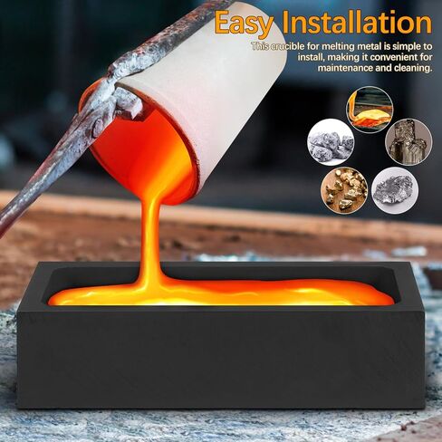 OperItacx Graphite GENT MOUNT من أجل صب المعادن ، صب قالب الصهر لذوبان صقل النحاس النحاس من الألومنيوم الفضي الذهبي (3.9x2x2.5in 3pcs) in Kuwait