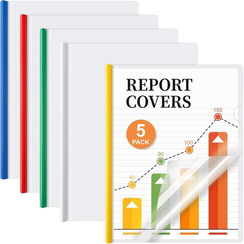 JOERSH 10Pcs Clear Report Covers with Sliding Bar, 40 Sheet Capacity Plastic Binder Paper Protector, Report Folders with Clear Cover for Resume File Documents, Black in Kuwait