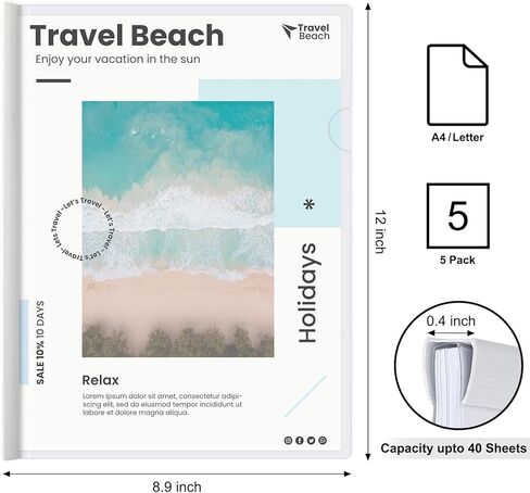 JOERSH 10Pcs Clear Report Covers with Sliding Bar, 40 Sheet Capacity Plastic Binder Paper Protector, Report Folders with Clear Cover for Resume File Documents, Black in Kuwait