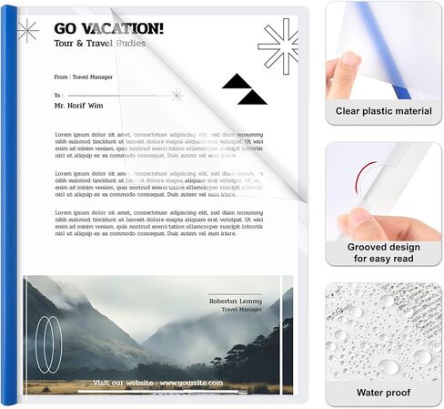 JOERSH 10Pcs Clear Report Covers with Sliding Bar, 40 Sheet Capacity Plastic Binder Paper Protector, Report Folders with Clear Cover for Resume File Documents, Black in Kuwait