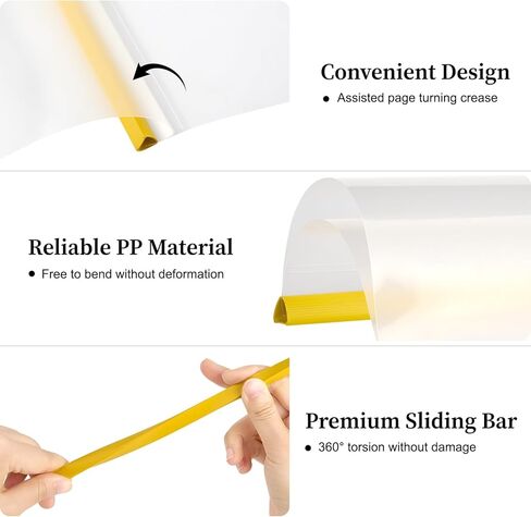 JOERSH 10Pcs Clear Report Covers with Sliding Bar, 40 Sheet Capacity Plastic Binder Paper Protector, Report Folders with Clear Cover for Resume File Documents, Black in Kuwait