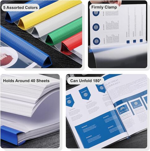 JOERSH 10Pcs Clear Report Covers with Sliding Bar, 40 Sheet Capacity Plastic Binder Paper Protector, Report Folders with Clear Cover for Resume File Documents, Black in Kuwait