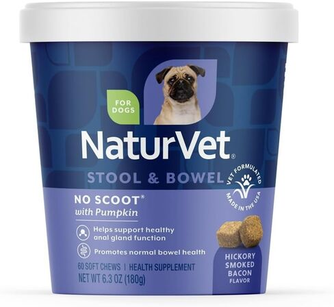 NaturVet No Scoot Stool and Bowel Supplement for Dogs - 120 Soft Chews in Kuwait