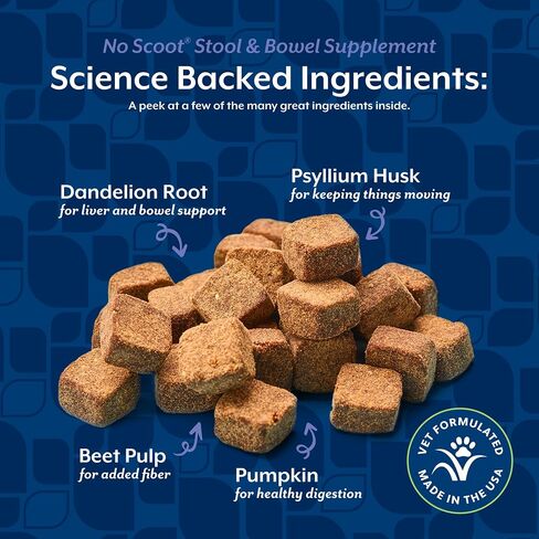 NaturVet No Scoot Stool and Bowel Supplement for Dogs - 120 Soft Chews in Kuwait