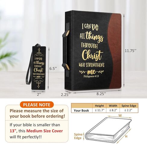 FINPAC Large Classic Bible Cover Vegan Leather Carrying Book Case Church Bag Bible Protective with Handle, Gift for Men, Women, Father, Mother, Friends, Brown in Saudi Arabia