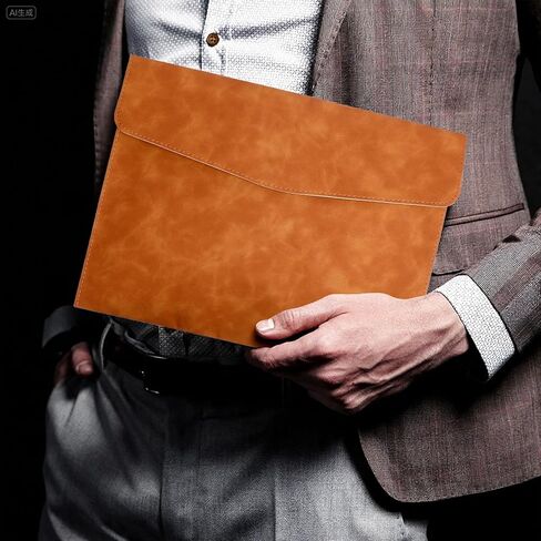 Leather Folder, Leather Envelope Document Folder A4 Flie Holder for Documents Letters Envelopes Waterproof Portfolio Brown PU Envelope Case with Snap Closure for Receipt Contract Paper Bills in Saudi Arabia