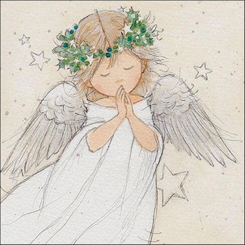 Set of 2 Individual Decoupage Paper Party Napkin Angel Girl Praying Pray Watercolor Decor Luncheon Napkins for a Birthday Holiday, Wedding, Cocktail Party in Saudi Arabia