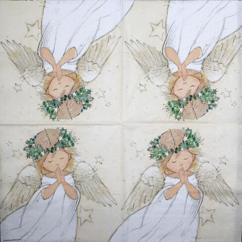 Set of 2 Individual Decoupage Paper Party Napkin Angel Girl Praying Pray Watercolor Decor Luncheon Napkins for a Birthday Holiday, Wedding, Cocktail Party in Saudi Arabia