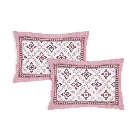 Marusthali Cotton New Bed Sheets King Size Block Printed Handmade Sanganeri Bedsheet Bedcover Bedspread Bed Cover with 2 Pillow Cases 100% Cotton Bedsheets 108 x 108 inches (Pink) in Kuwait