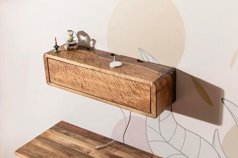 Walnut Cord Box, Storage Shelf and Cord Organizer, Wooden Cord Box for Wall, Floating Cable Box Shelf (L30 x W 9 x H 9 inches) in Saudi Arabia