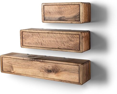 Walnut Cord Box, Storage Shelf and Cord Organizer, Wooden Cord Box for Wall, Floating Cable Box Shelf (L30 x W 9 x H 9 inches) in Saudi Arabia