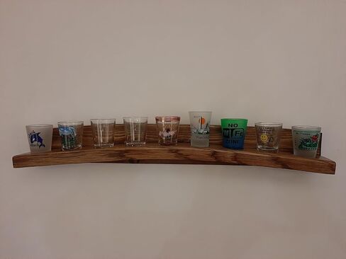 Whiskey Barrel Stave Wall Mount 9 Shot Glass Display in Saudi Arabia
