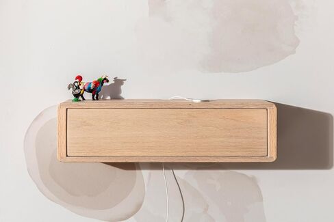 Oak Cord Box, Storage Shelf and Cord Organizer, Wooden Cord Box for Wall, Floating Cable Box Shelf (L 16 x W 7 x H 7 inches) in Saudi Arabia