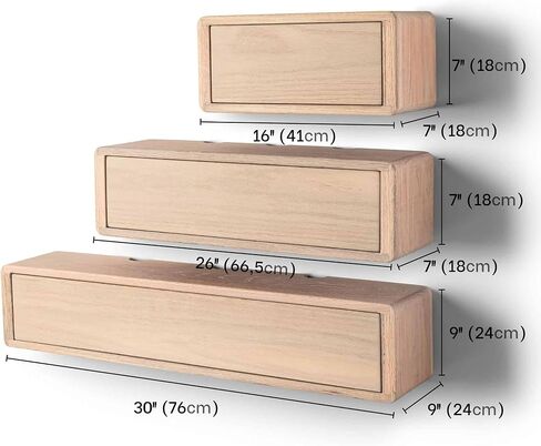 Oak Cord Box, Storage Shelf and Cord Organizer, Wooden Cord Box for Wall, Floating Cable Box Shelf (L 16 x W 7 x H 7 inches) in Saudi Arabia