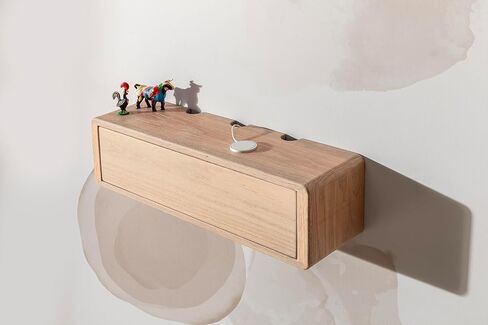 Oak Cord Box, Storage Shelf and Cord Organizer, Wooden Cord Box for Wall, Floating Cable Box Shelf (L 16 x W 7 x H 7 inches) in Saudi Arabia