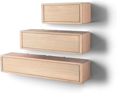 Oak Cord Box, Storage Shelf and Cord Organizer, Wooden Cord Box for Wall, Floating Cable Box Shelf (L 16 x W 7 x H 7 inches) in Saudi Arabia