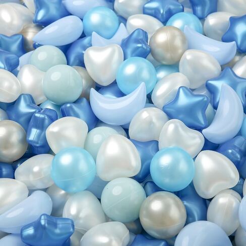 TRENDPLAY Star Ball Pit Balls Set: Vibrant Mix of Shapes - 50 100 200 500 Mix Stars Moon Shapes for Kids, Perfect for Parties, Playtime in Saudi Arabia