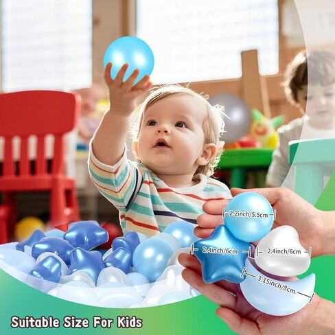 TRENDPLAY Star Ball Pit Balls Set: Vibrant Mix of Shapes - 50 100 200 500 Mix Stars Moon Shapes for Kids, Perfect for Parties, Playtime in Saudi Arabia