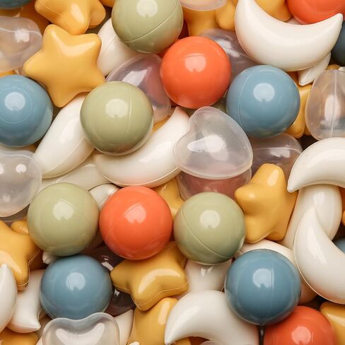 TRENDPLAY Star Ball Pit Balls Set: Vibrant Mix of Shapes - 50 100 200 500 Mix Stars Moon Shapes for Kids, Perfect for Parties, Playtime in Saudi Arabia