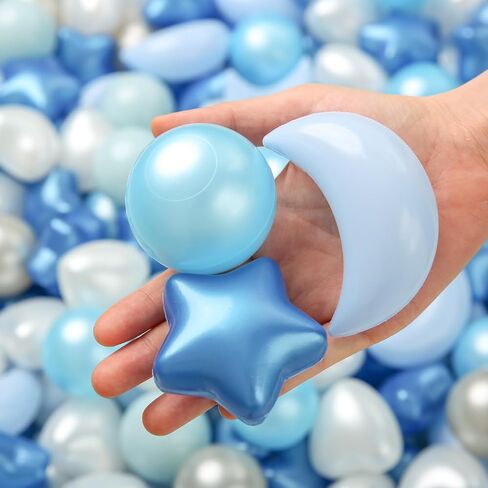 TRENDPLAY Star Ball Pit Balls Set: Vibrant Mix of Shapes - 50 100 200 500 Mix Stars Moon Shapes for Kids, Perfect for Parties, Playtime in Saudi Arabia