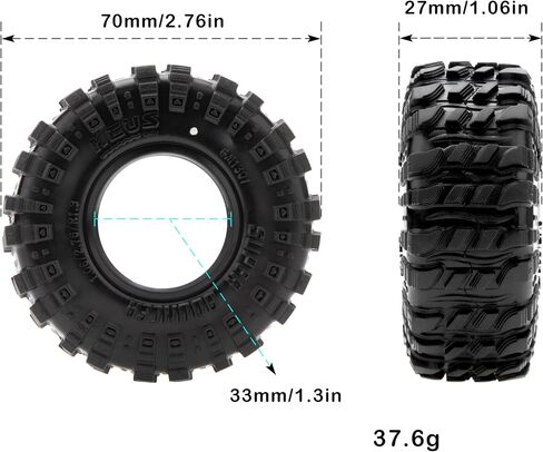 1.3 Tires - MS6 MPRO Pin Tires for TRX4M SCX24 FCX24 AX24 1/24 1/18 RC Crawler, 0.87/2.76/R1.3, #1302 in Saudi Arabia